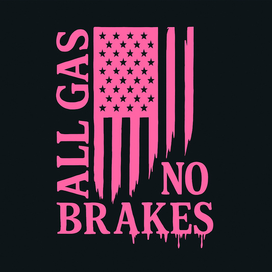 All gas No Brakes American Flag Vinyl Decals  – Waterproof Sticker for Laptops, Cars – Motivational Design