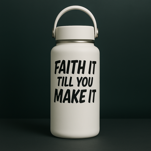 Faith it till you make it 2 Pack of Vinyl Decals  – Waterproof Sticker for Bottles, Laptops, Tumblers, Cars – Motivational Design